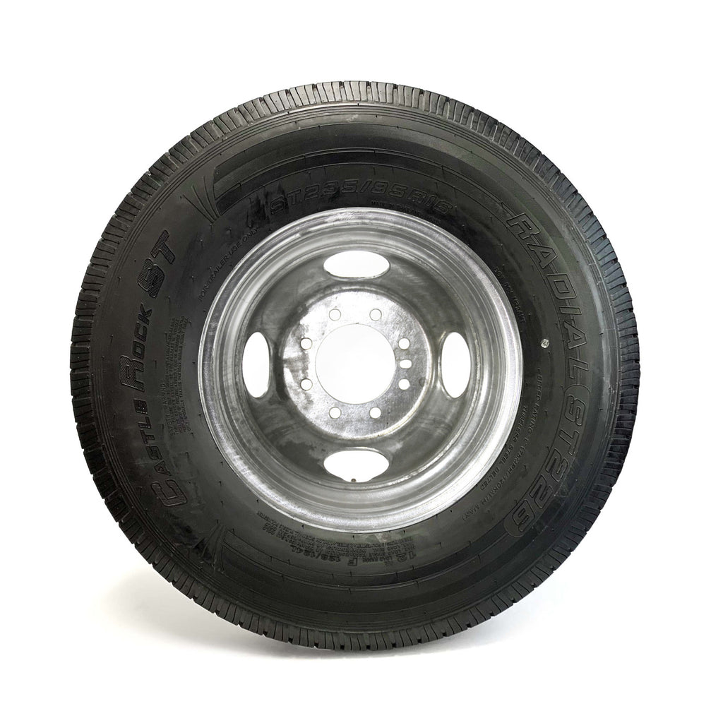 Pneu radial 235/85R16 12 plis LRF 3960 lbs Castle Rock et jante 16" 8 trous double galvanisée - RecreaShop