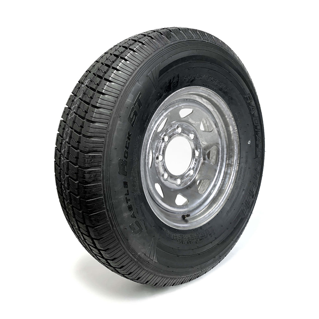 Pneu radial 235/85R16 12 plis LRF 3960 lbs Castle Rock et jante 16" 8 trous galvanisée - RecreaShop