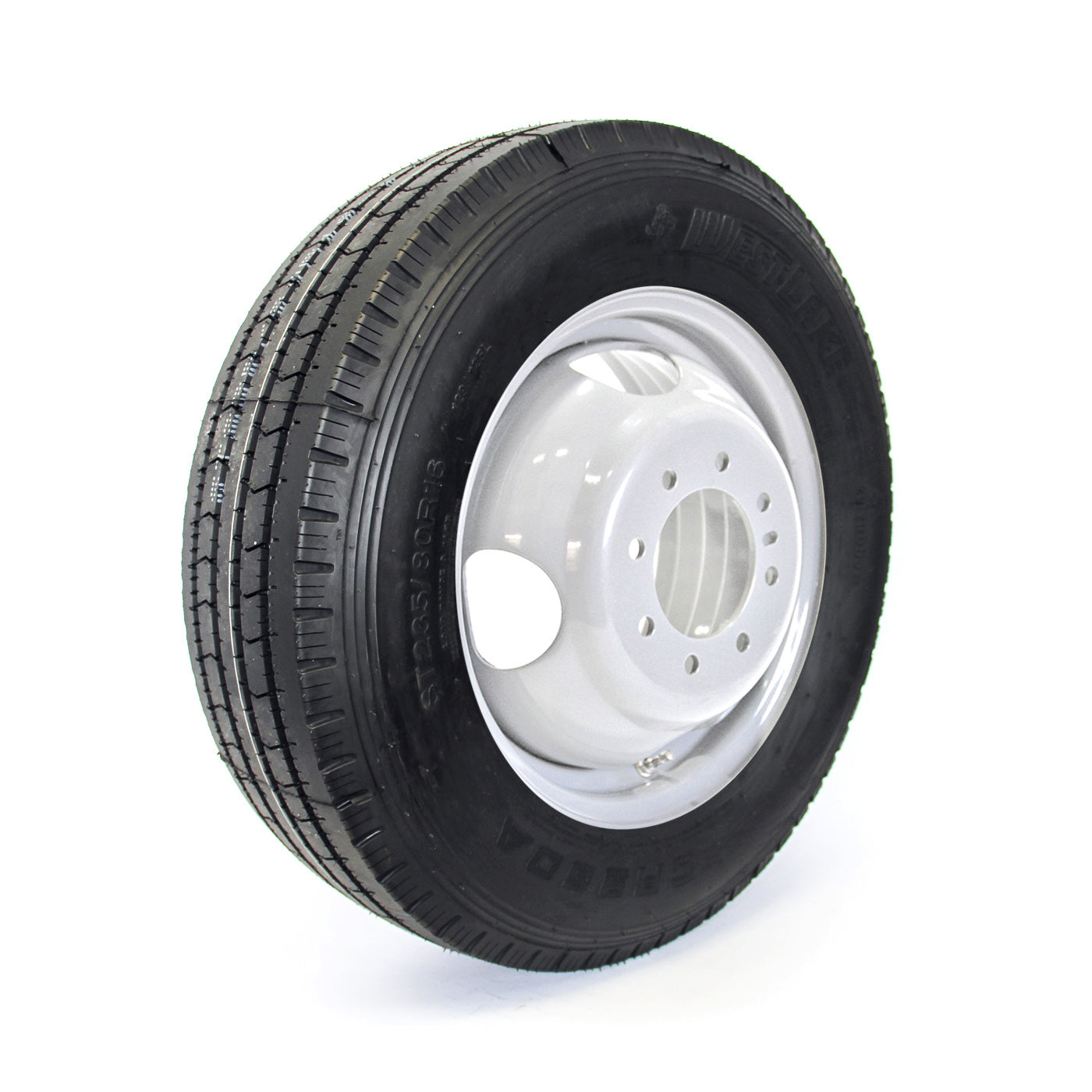 Pneu radial 235/80R16 14 plis LRG 4400 lbs Westlake et jante 16" 8 trous double blanche - RecreaShop