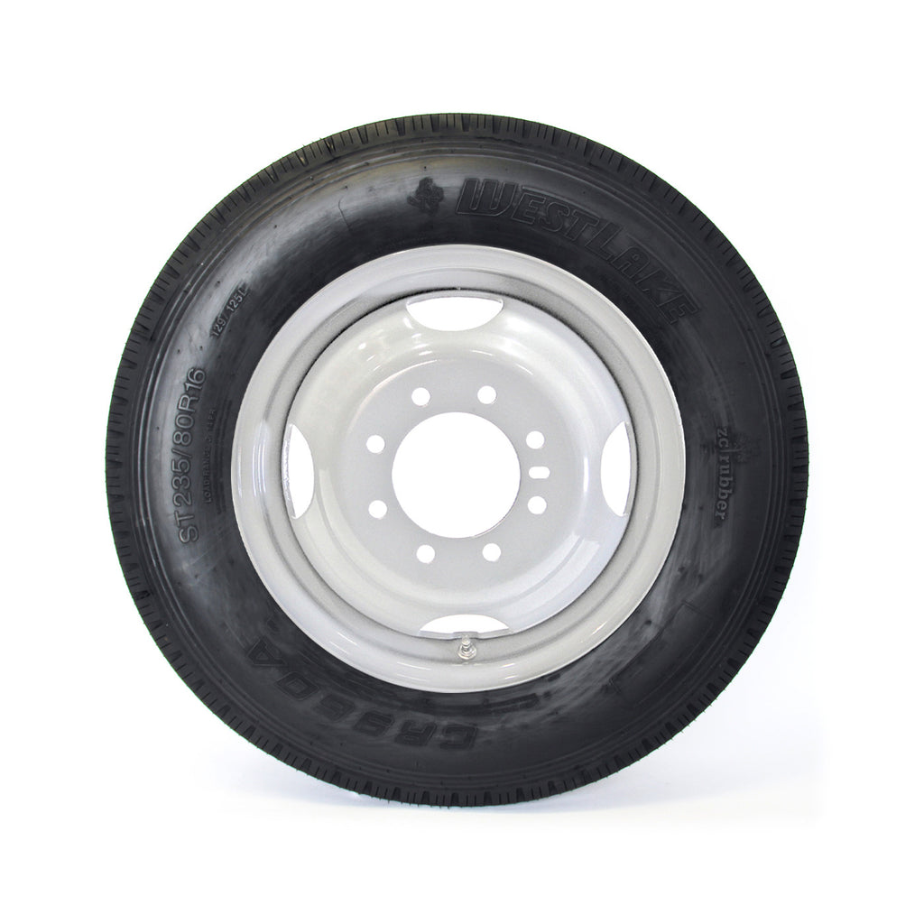 Pneu radial 235/80R16 14 plis LRG 4400 lbs Westlake et jante 16" 8 trous double blanche - RecreaShop