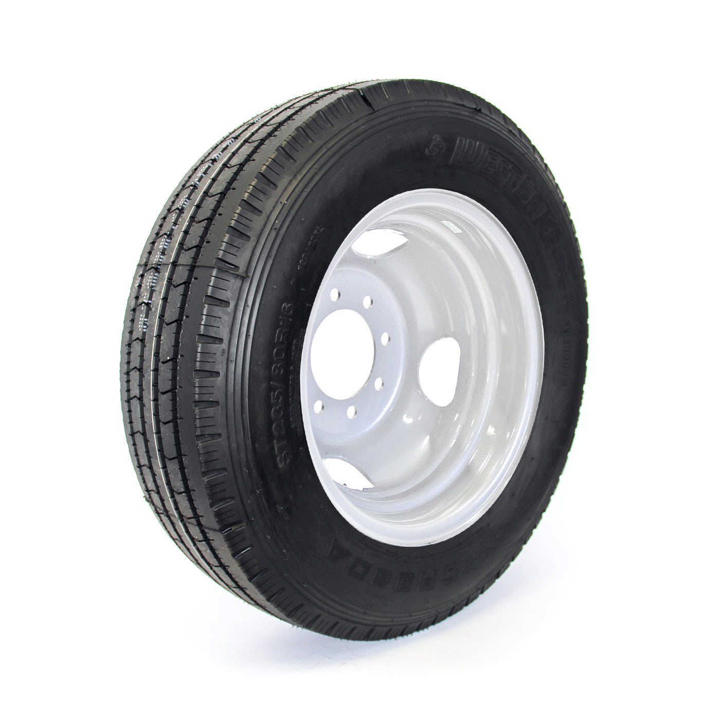 Pneu radial 235/80R16 14 plis LRG 4400 lbs Westlake et jante 16" 8 trous double blanche - RecreaShop
