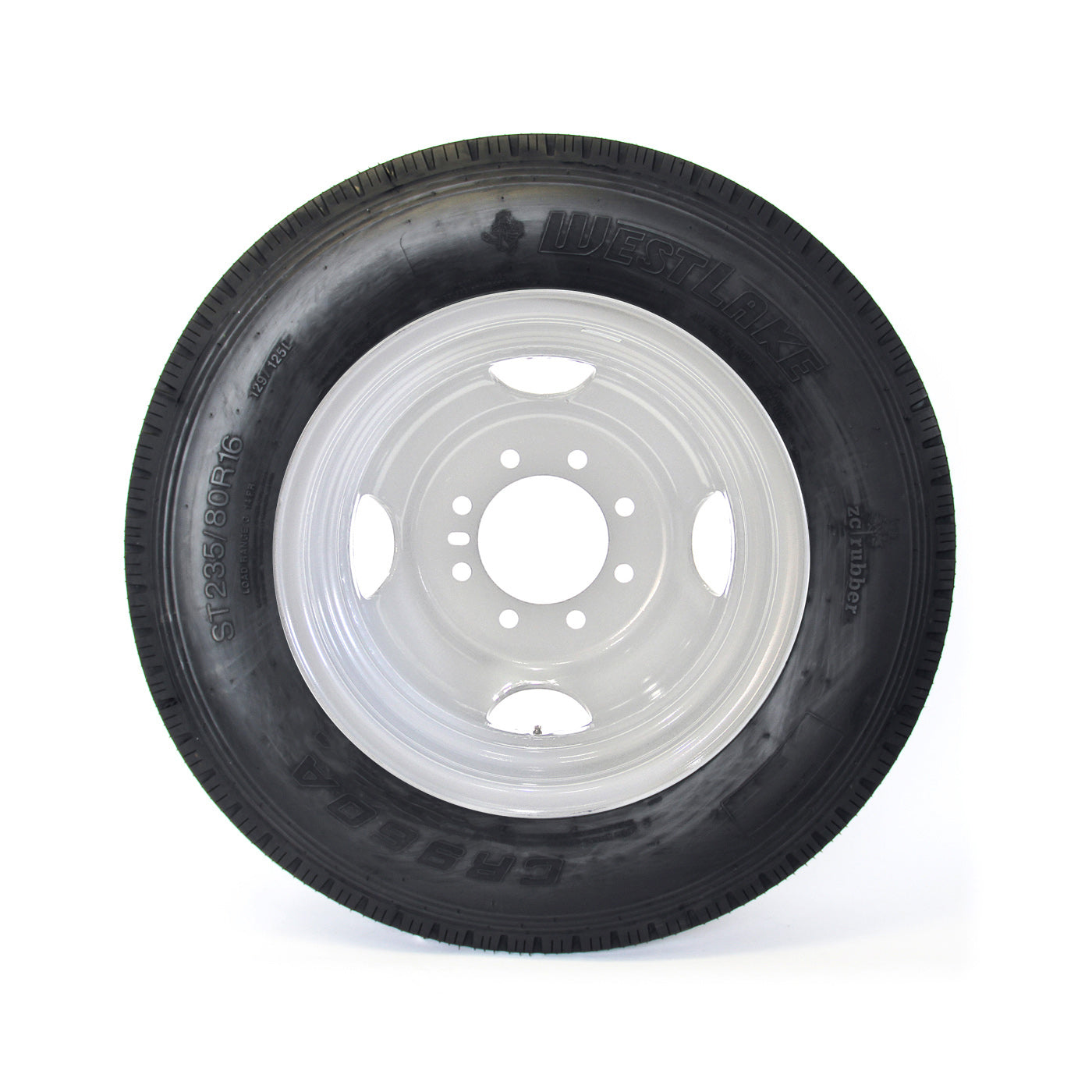Pneu radial 235/80R16 14 plis LRG 4400 lbs Westlake et jante 16" 8 trous double blanche - RecreaShop