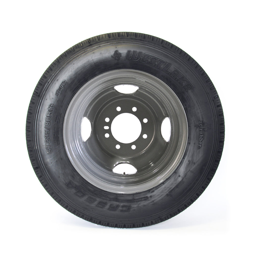 Pneu radial 235/85R16 14 plis LRG 4400 lbs Westlake et jante 16" 8 trous double grise - RecreaShop