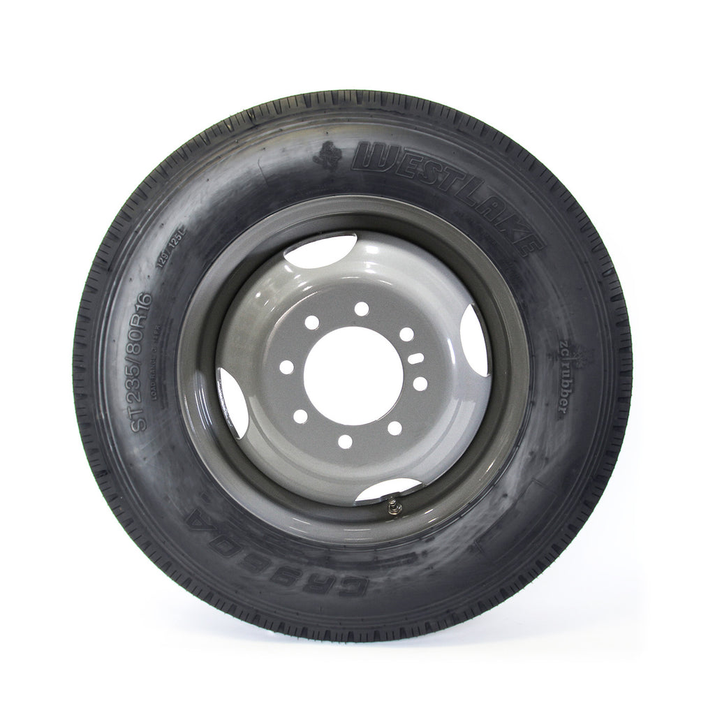 Pneu radial 235/85R16 14 plis LRG 4400 lbs Westlake et jante 16" 8 trous double grise - RecreaShop