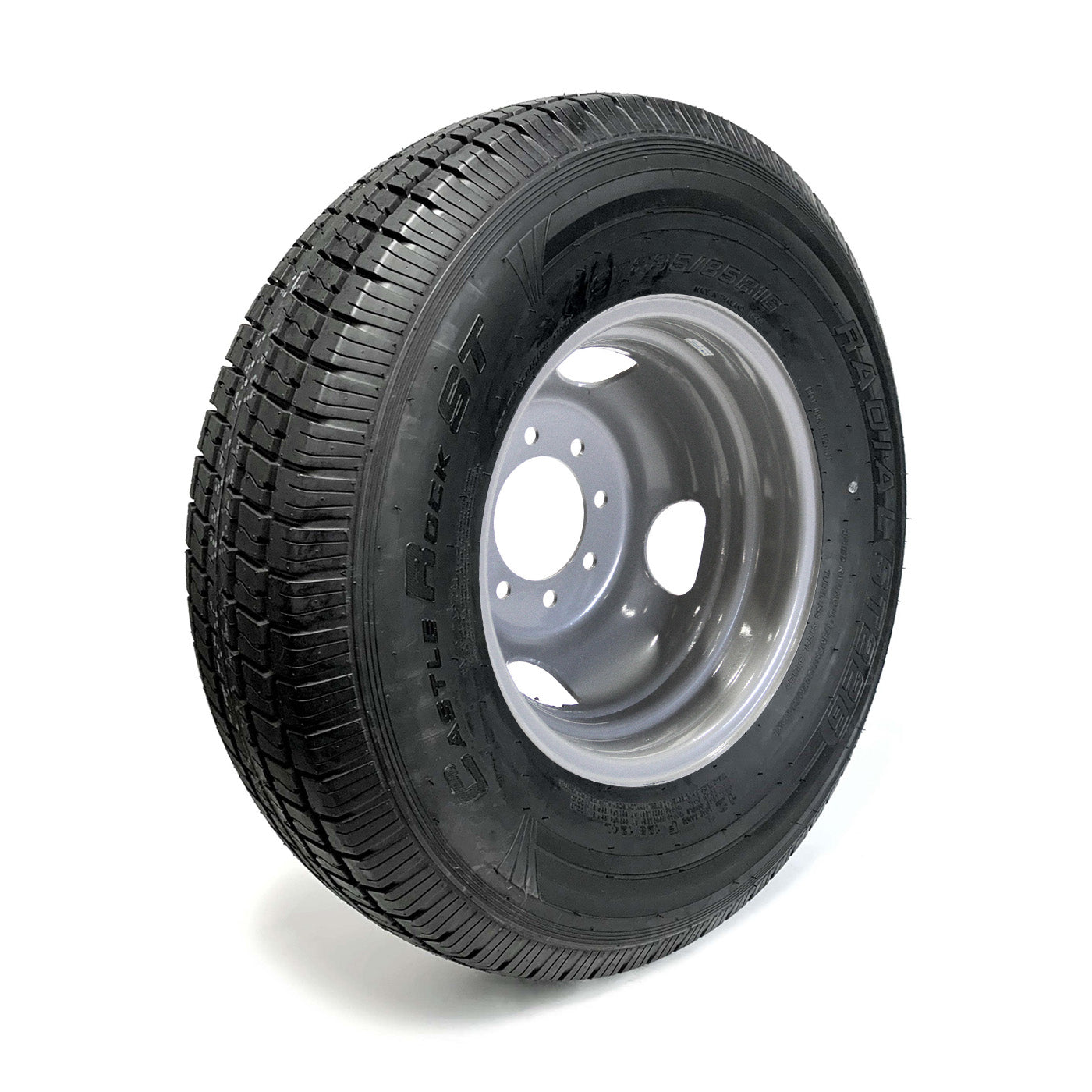 Pneu radial 235/85R16 12 plis LRF 3960 lbs Castle Rock et jante 16" 8 trous double grise - RecreaShop