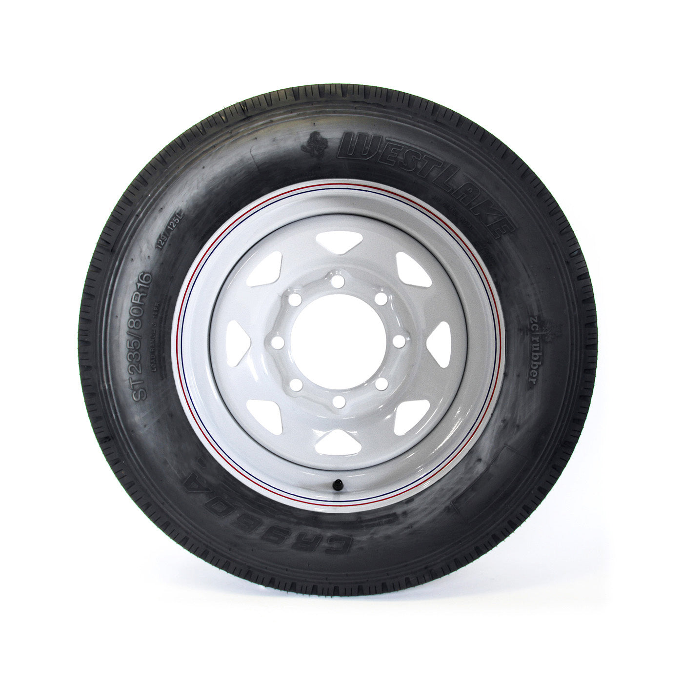 Pneu radial 235/85R16 14 plis LRG 4400 lbs Westlake et jante 16" 8 trous rally - RecreaShop