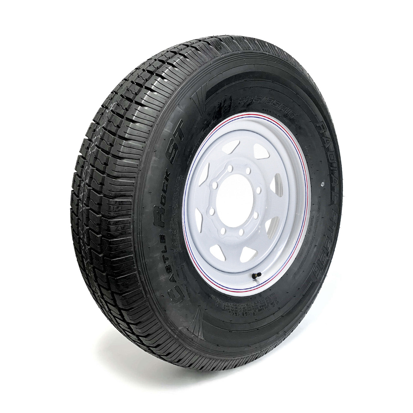 Pneu radial 235/85R16 12 plis LRF 3960 lbs Castle Rock et jante 16" 8 trous rally - RecreaShop