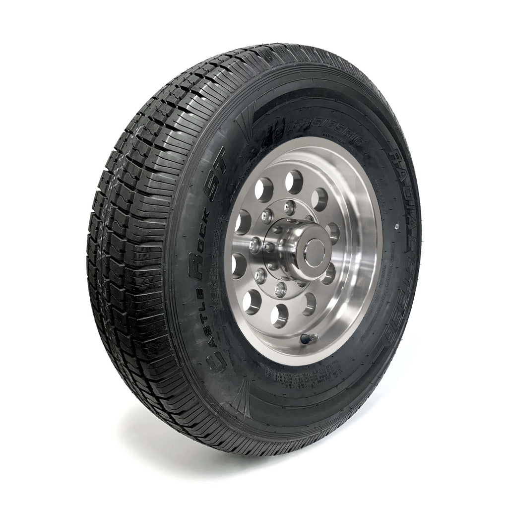 Pneu radial 235/85R16 12 plis LRF 3960 lbs Castle Rock et jante 16" 8 trous rally - RecreaShop