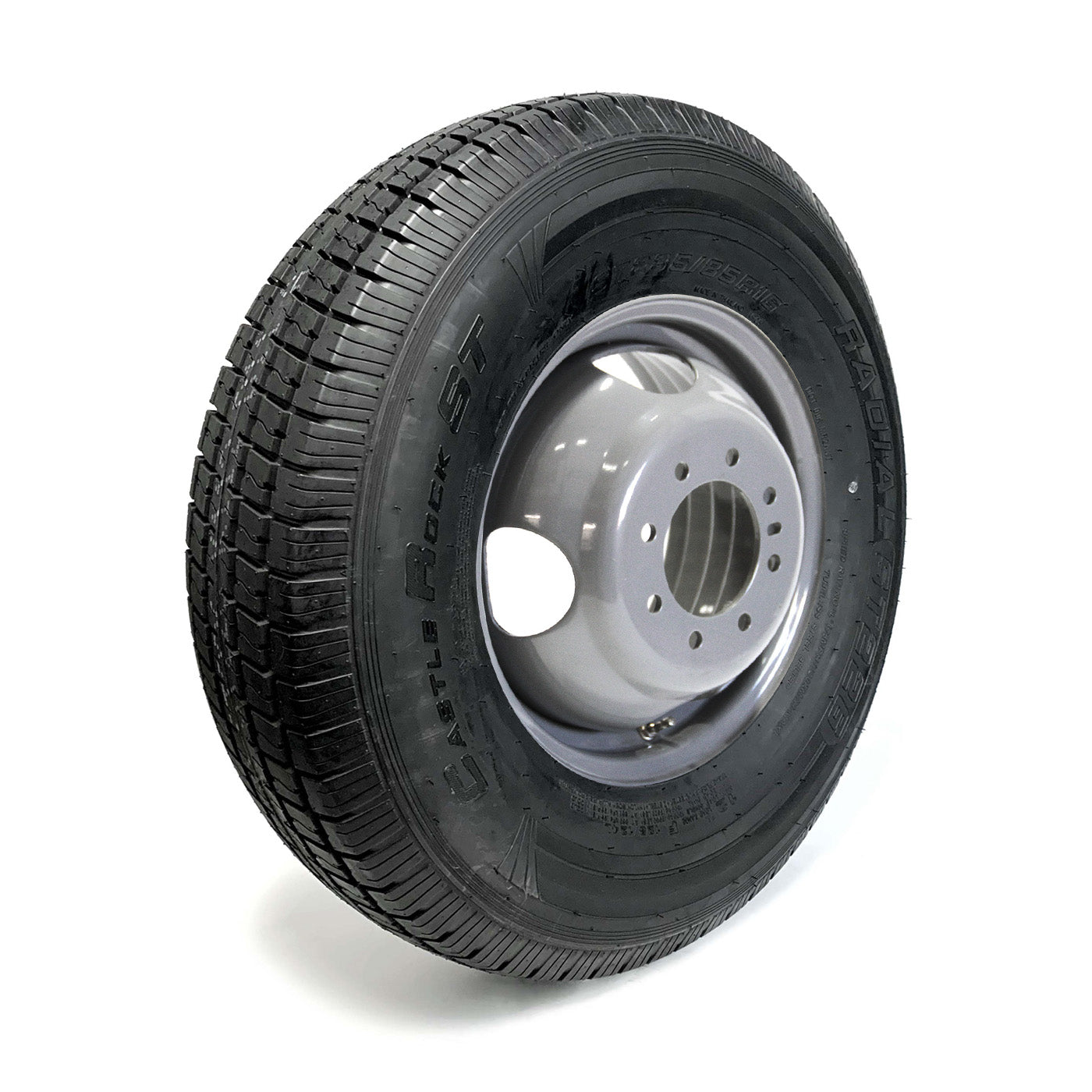 Pneu radial 235/85R16 12 plis LRF 3960 lbs Castle Rock et jante 16" 8 trous rally - RecreaShop
