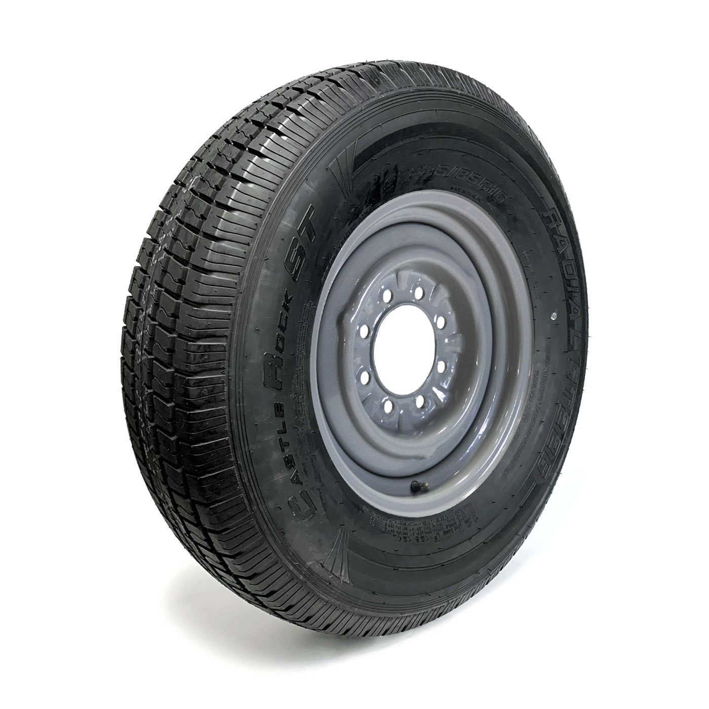 Pneu radial 235/85R16 12 plis LRF 3960 lbs Castle Rock et jante 16" 8 trous grise - RecreaShop