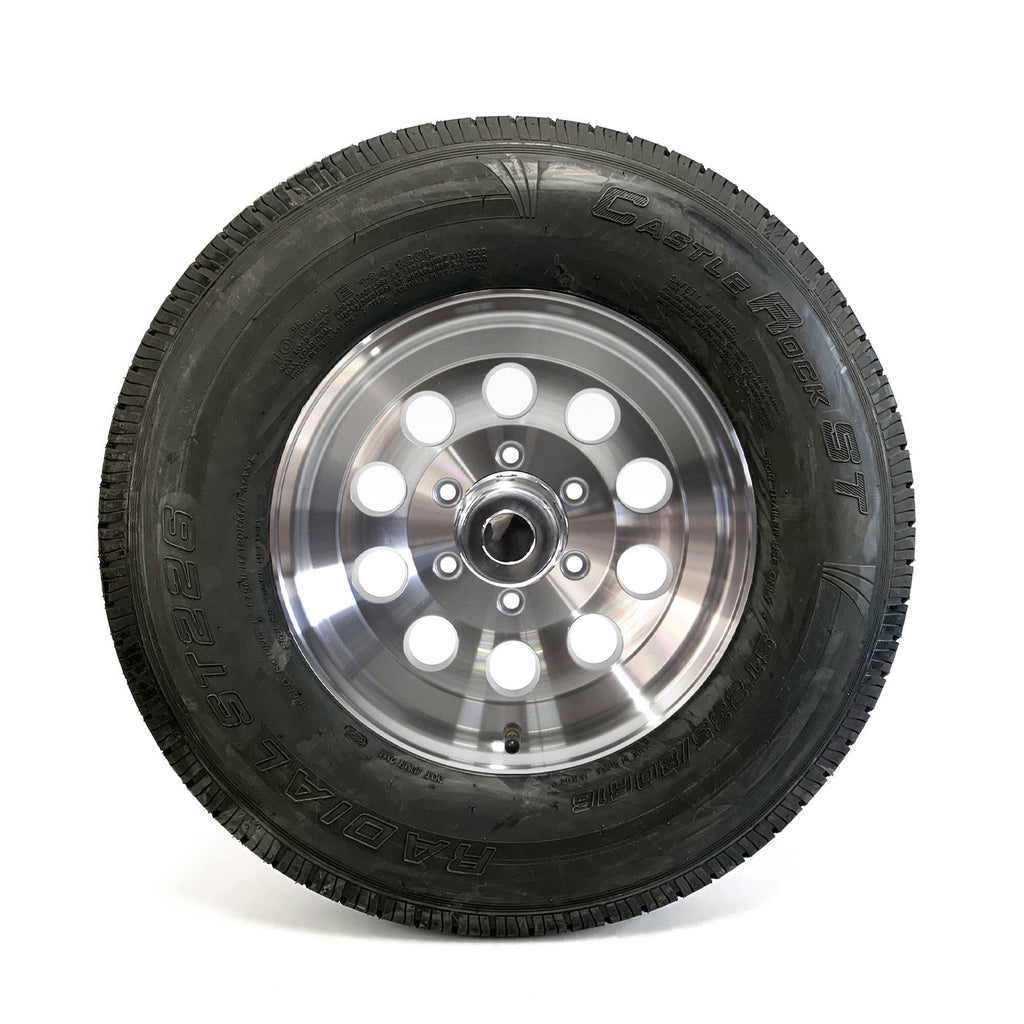 Pneu radial 235/80R16 10 plis LRE 3520 lbs Castle Rock et jante 16" 6 trous modulaire aluminum - RecreaShop