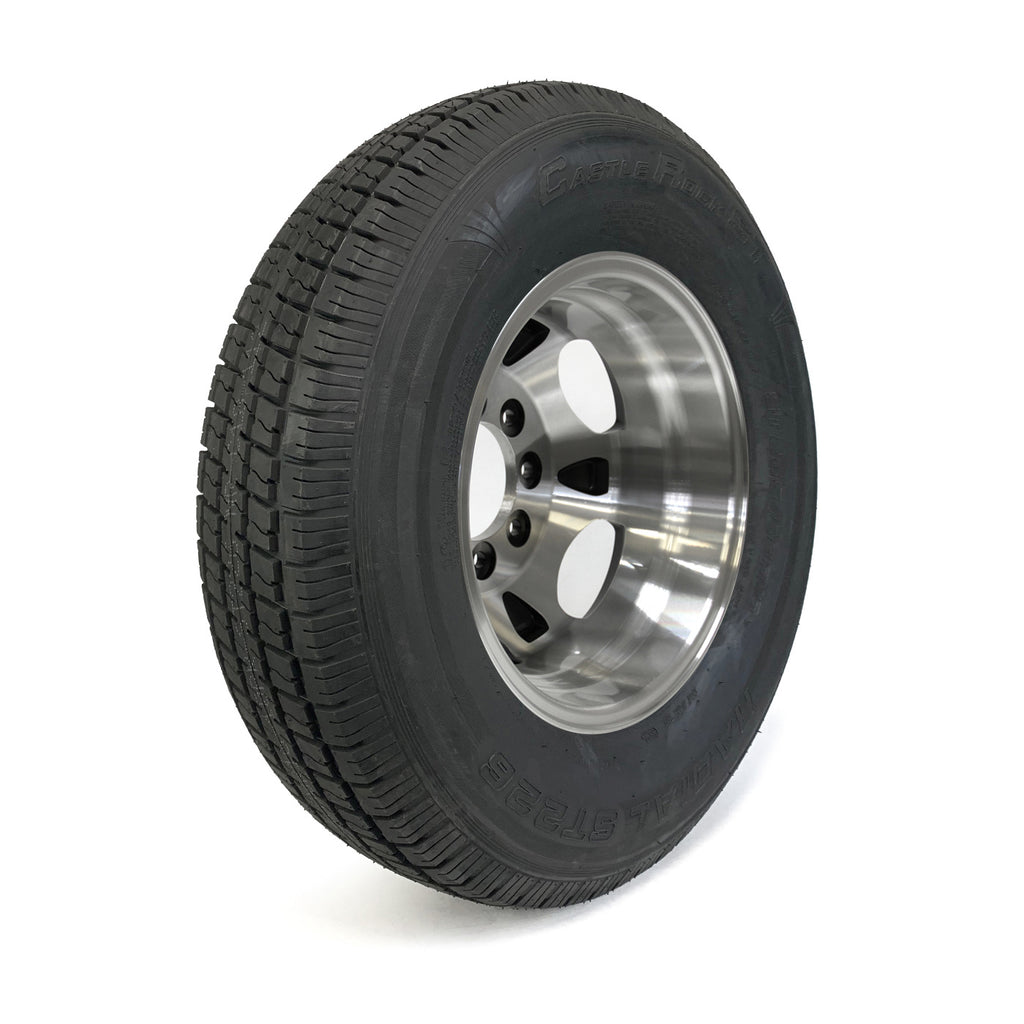 Pneu radial 235/80R16 10 plis LRE 3520 lbs Castle Rock et jante 16" 8 trous double aluminium - RecreaShop
