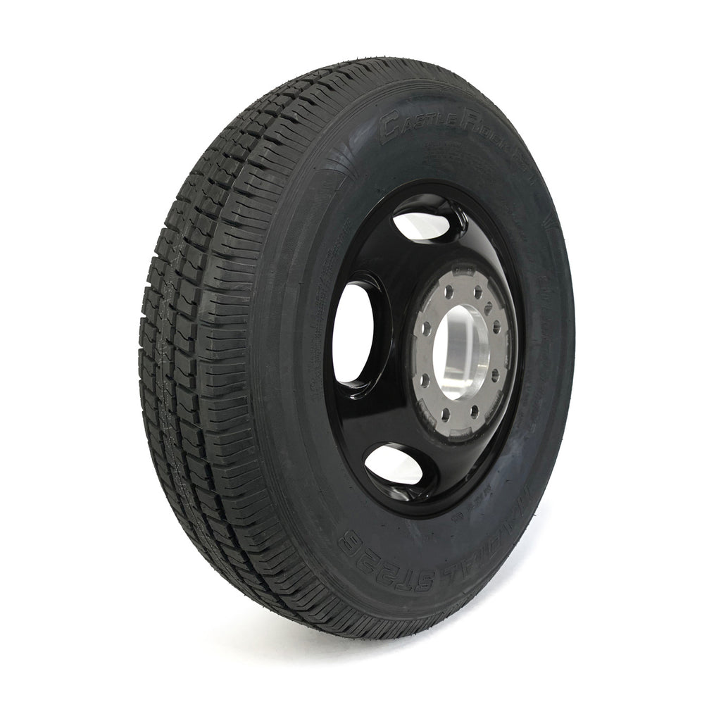 Pneu radial 235/80R16 10 plis LRE 3520 lbs Castle Rock et jante 16" 8 trous double aluminium - RecreaShop