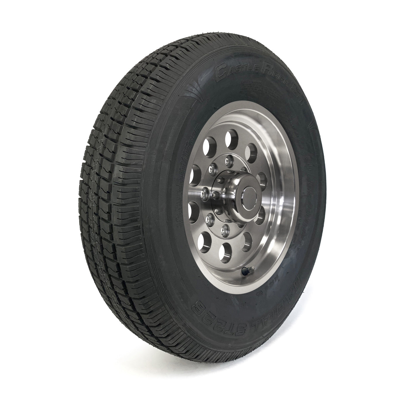 Pneu radial 235/80R16 10 plis LRE 3520 lbs Castle Rock et jante 16" 8 trous modulaire aluminium (valve haute pression) - RecreaShop
