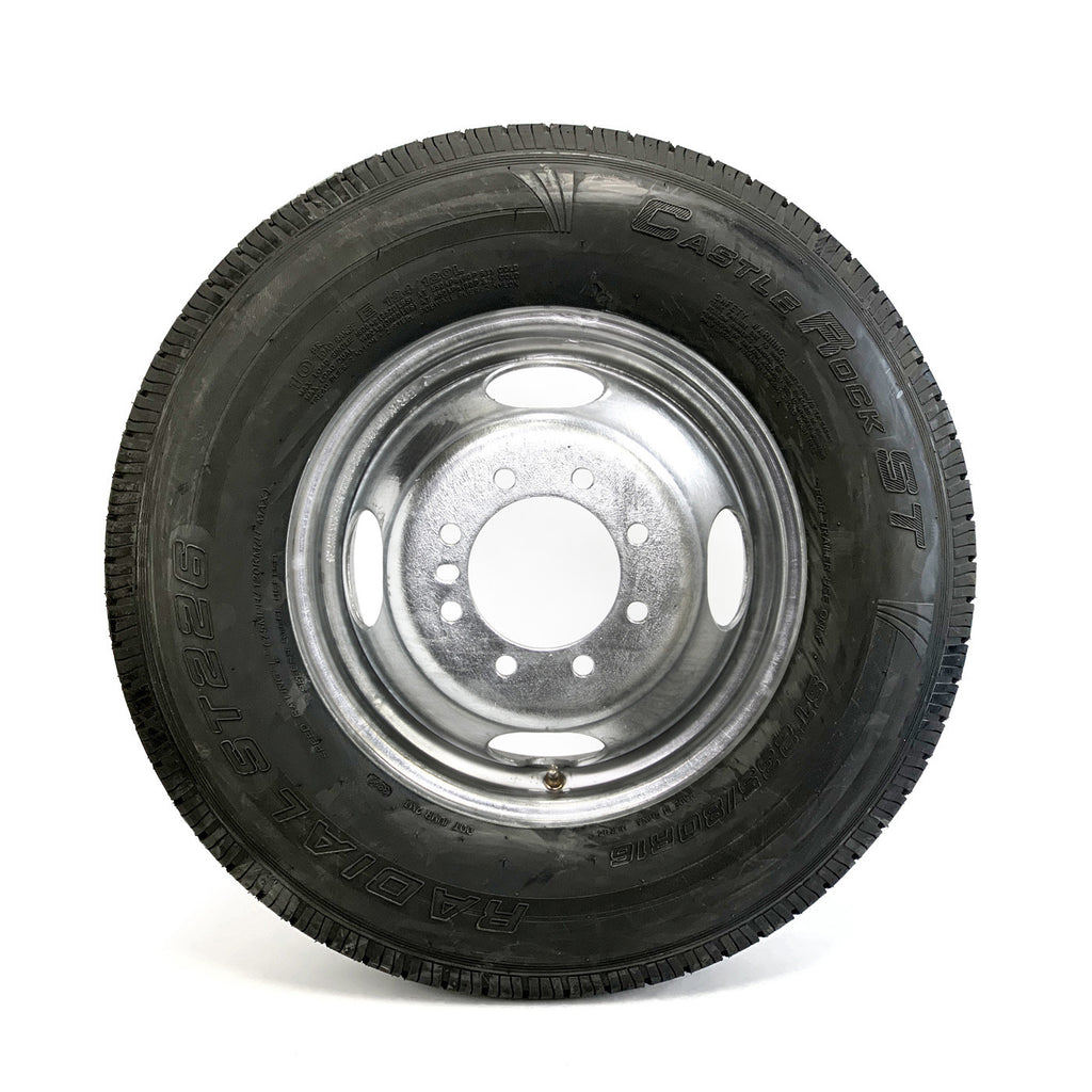 Pneu radial 235/80R16 10 plis LRE 3520 lbs Castle Rock et jante 16" 8 trous double galvanisée - RecreaShop