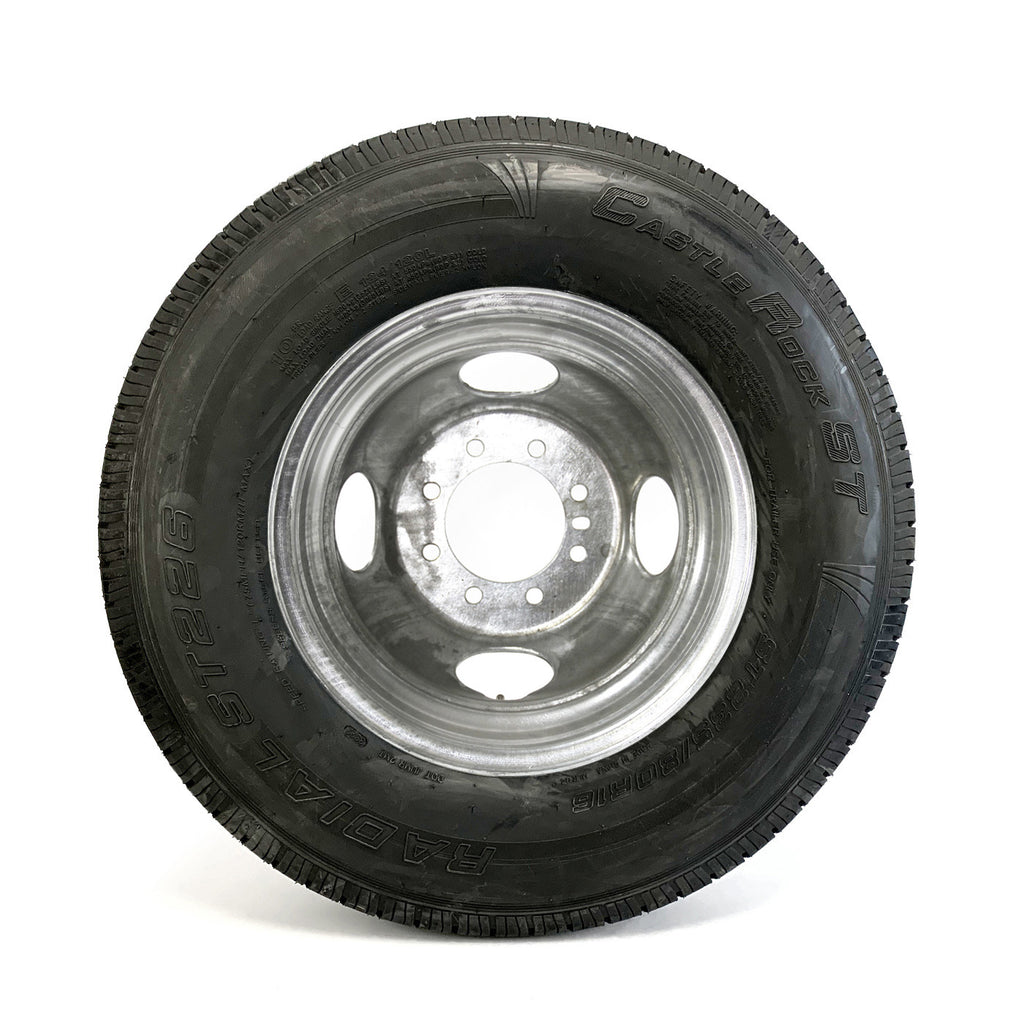 Pneu radial 235/80R16 10 plis LRE 3520 lbs Castle Rock et jante 16" 8 trous double galvanisée - RecreaShop