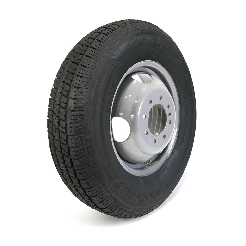 Pneu radial 235/80R16 10 plis LRE 3520 lbs Castle Rock et jante 16" 8 trous double grise - RecreaShop