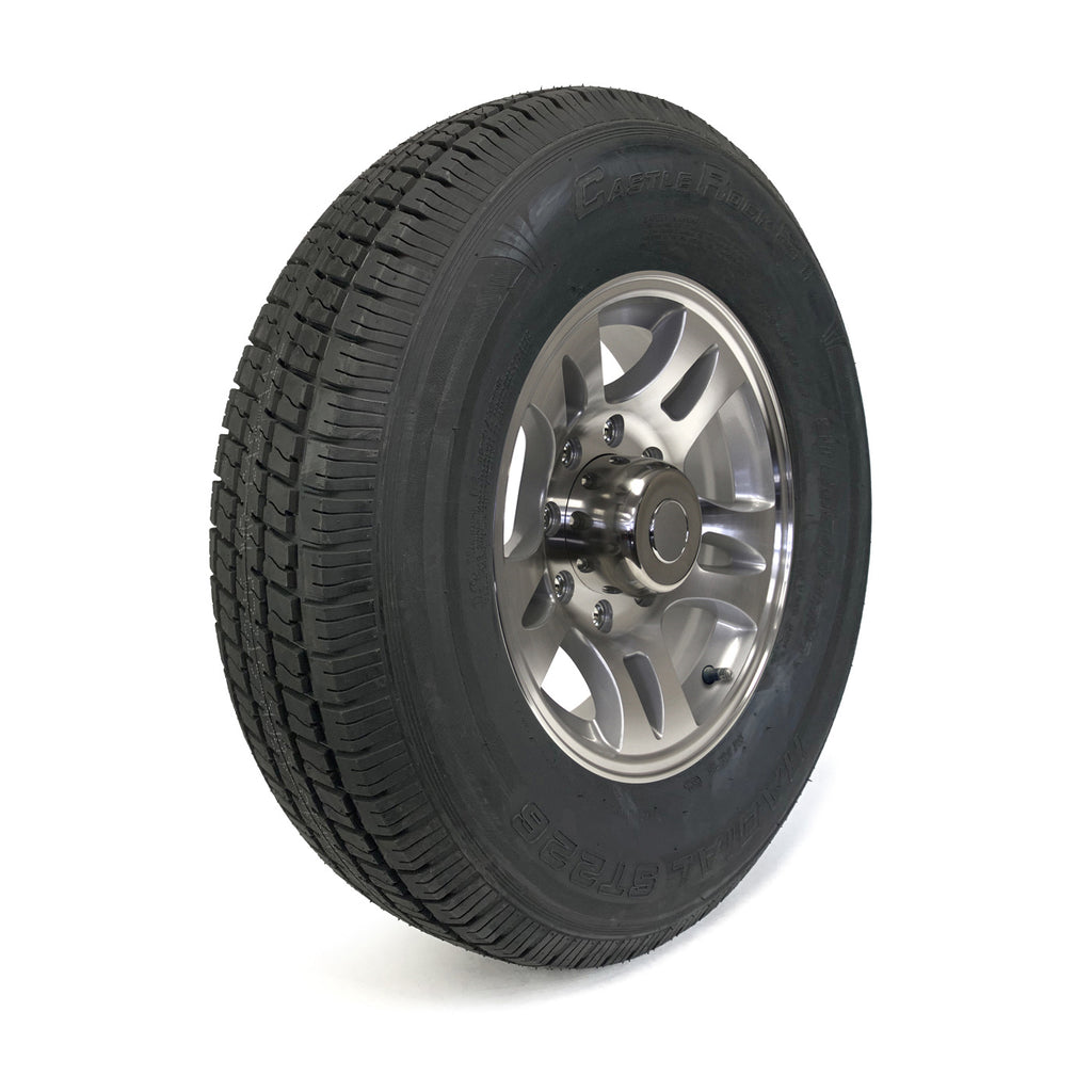Pneu radial 235/80R16 10 plis LRE 3520 lbs Castle Rock et jante 16" 8 trous aluminium modèle-S5 - RecreaShop