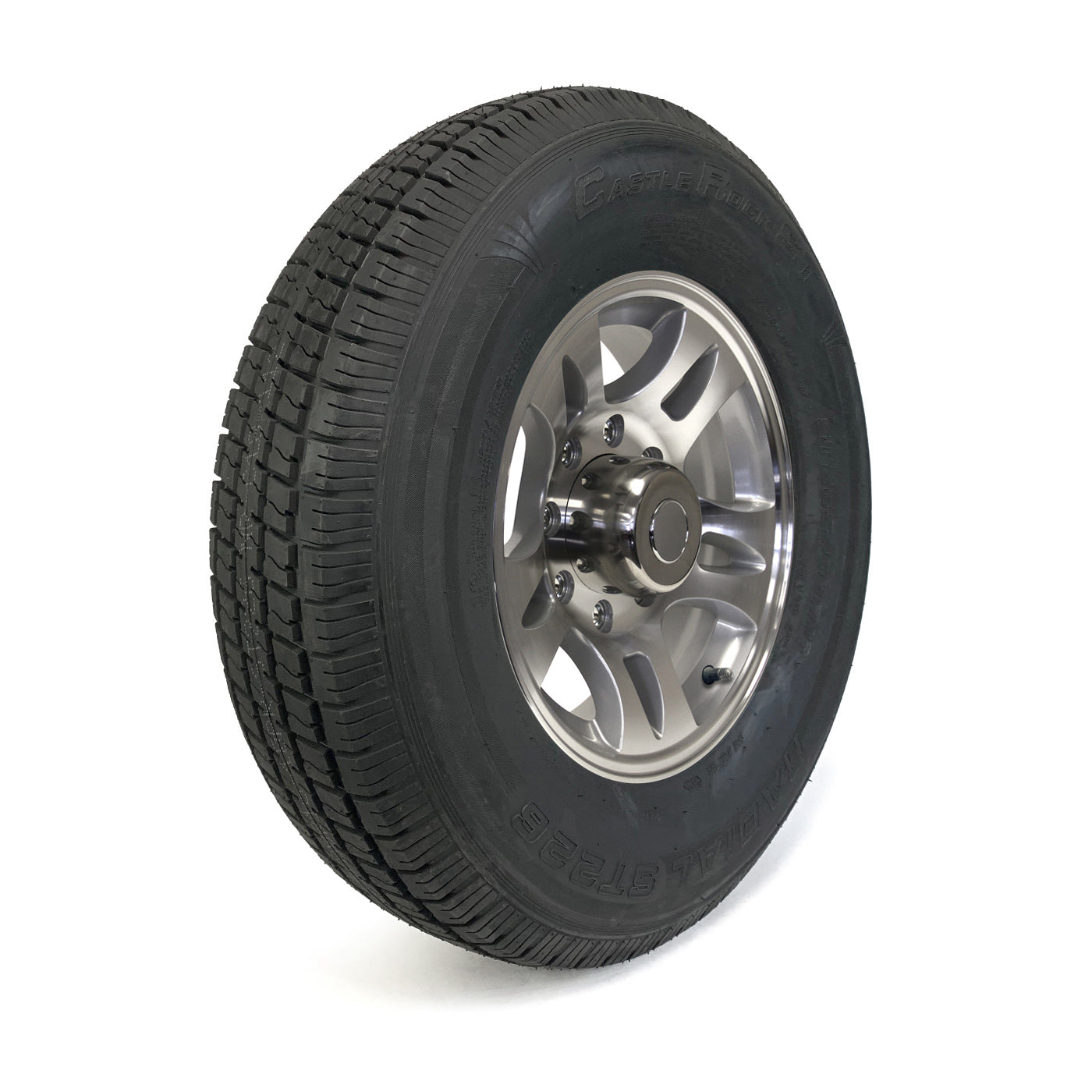 Pneu radial 235/80R16 10 plis LRE 3520 lbs Castle Rock et jante 16" 8 trous aluminium modèle-S5 - RecreaShop