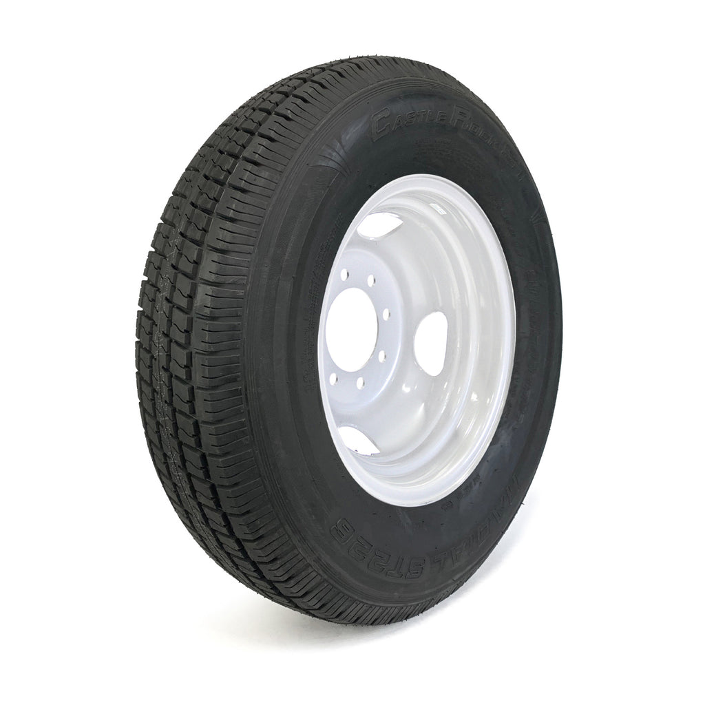 Pneu radial 235/80R16 10 plis LRE 3520 lbs Castle Rock et jante 16" 8 trous double blanche - RecreaShop
