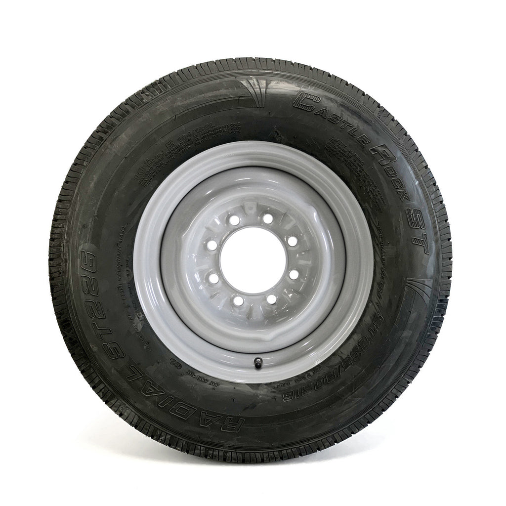 Pneu radial 235/80R16 10 plis LRE 3520 lbs Castle Rock et jante 16" 8 trous grise - RecreaShop