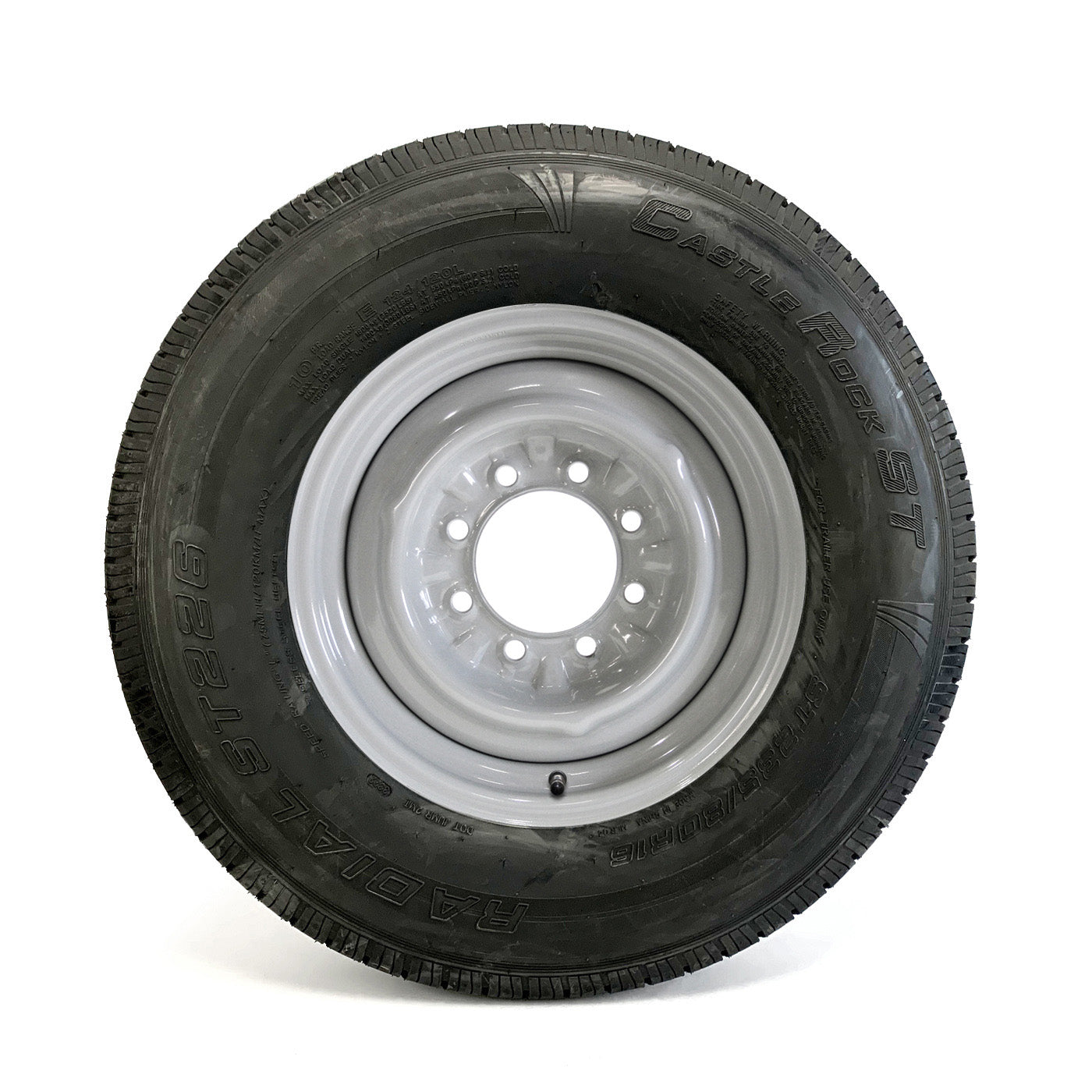 Pneu radial 235/80R16 10 plis LRE 3520 lbs Castle Rock et jante 16" 8 trous grise - RecreaShop