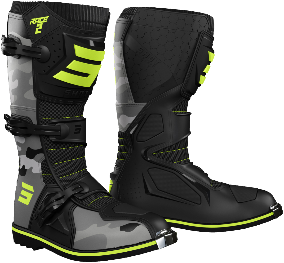 SHOT Race 2 Kids Bottes Jaune camo