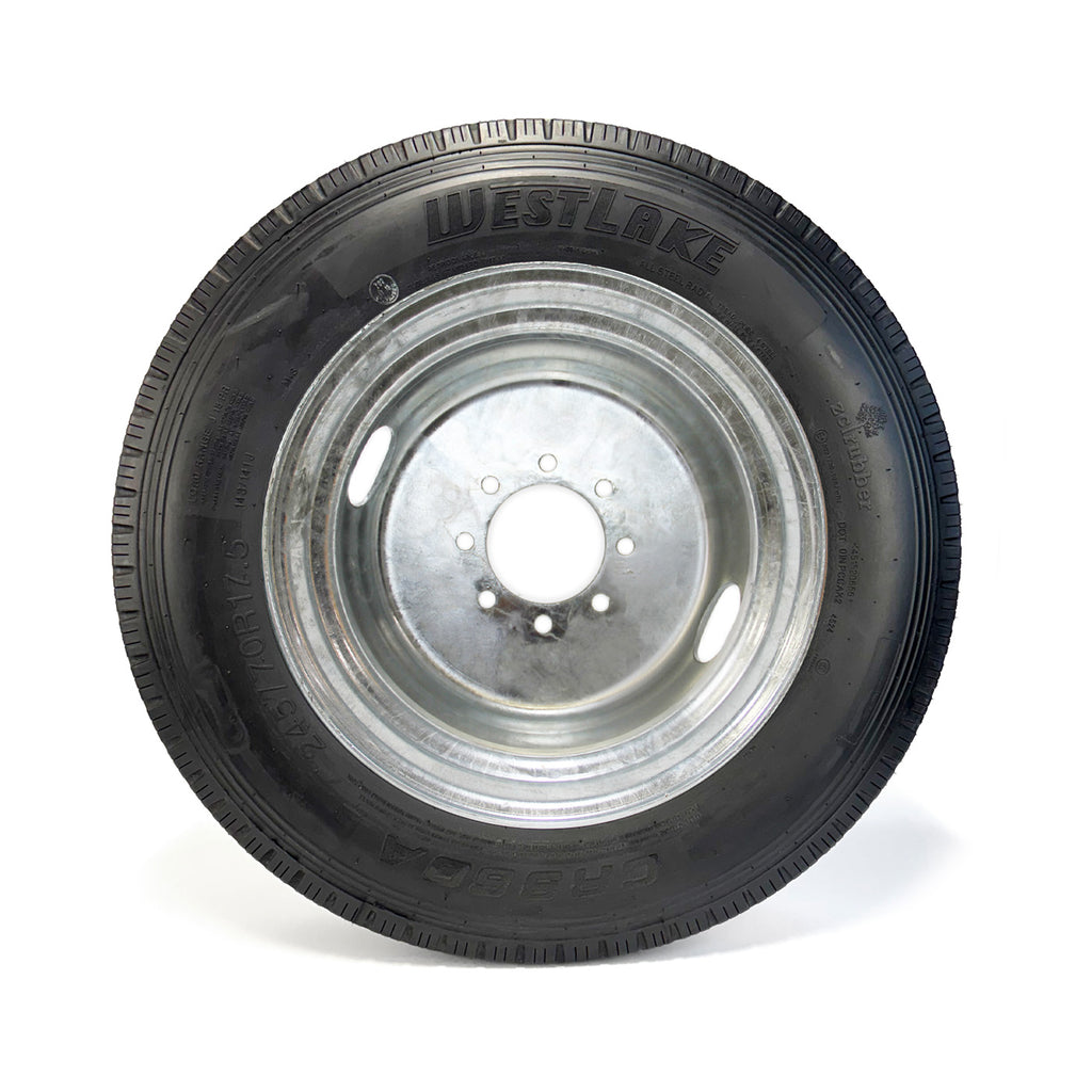 Pneu radial 245/70R175 18 plis LRJ 6005 lbs Westlake et jante 17 1/2" 8 trous B.C. 6,5" double galvanisée - RecreaShop
