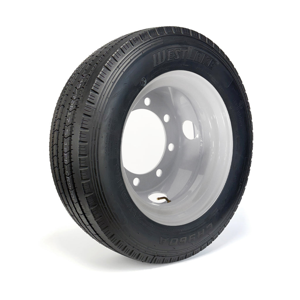 Pneu radial 245/70R175 18 plis LRJ 6005 lbs Westlake et jante 17 1/2" 8 trous double blanche - RecreaShop