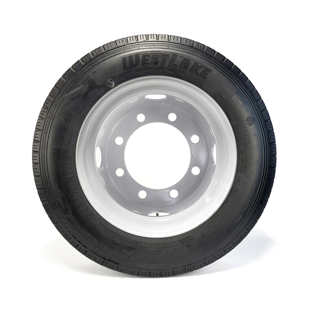 Pneu radial 245/70R175 18 plis LRJ 6005 lbs Westlake et jante 17 1/2" 8 trous double blanche - RecreaShop