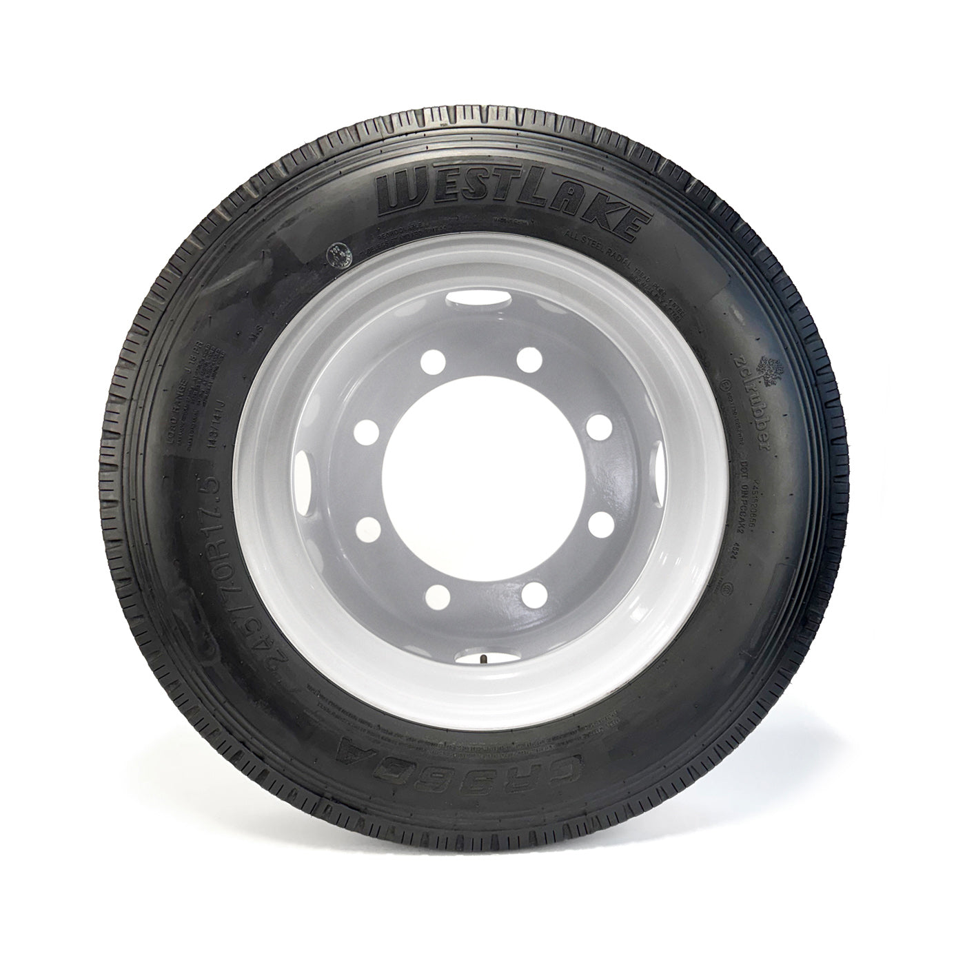 Pneu radial 245/70R175 18 plis LRJ 6005 lbs Westlake et jante 17 1/2" 8 trous double blanche - RecreaShop