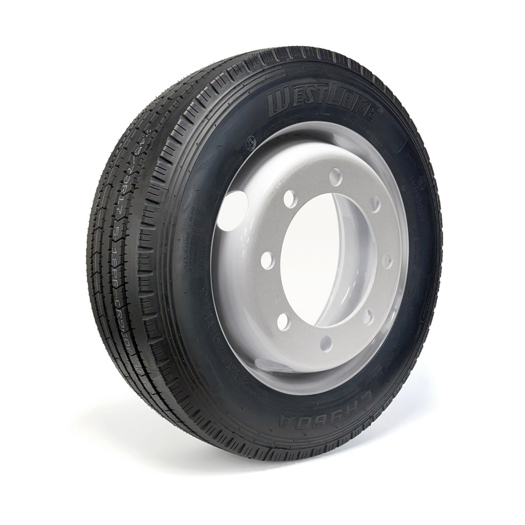 Pneu radial 245/70R175 18 plis LRJ 6005 lbs Westlake et jante 17 1/2" 8 trous double blanche - RecreaShop