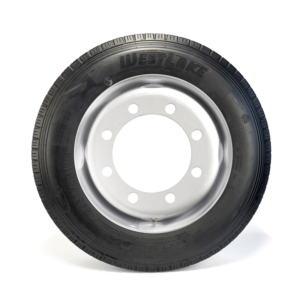 Pneu radial 245/70R175 18 plis LRJ 6005 lbs Westlake et jante 17 1/2" 8 trous double blanche - RecreaShop