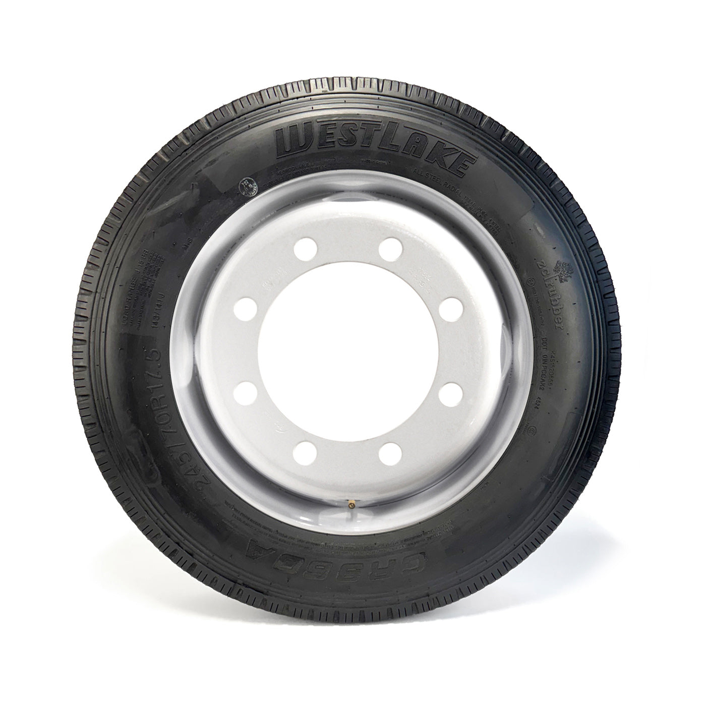 Pneu radial 245/70R175 18 plis LRJ 6005 lbs Westlake et jante 17 1/2" 8 trous double blanche - RecreaShop