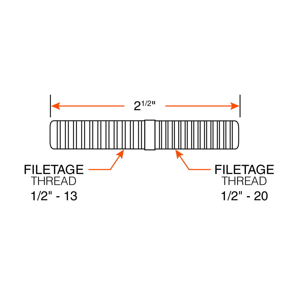 Goujon à visser 1/2"-13 et 1/2"-20 x 2,53" droit - RecreaShop