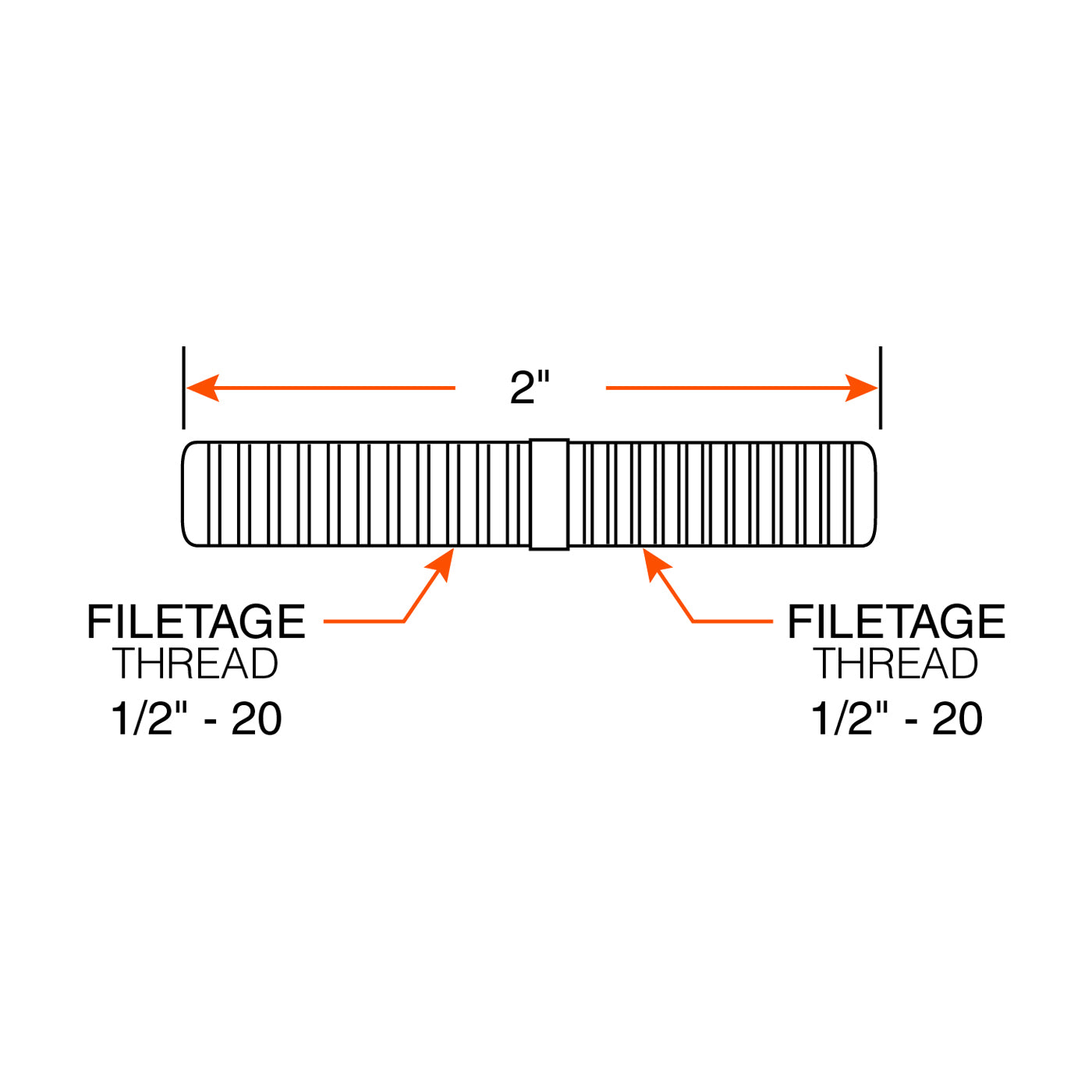 Goujon à visser 1/2"-20 et 1/2"-20 x 2" NF pour moyeu - RecreaShop