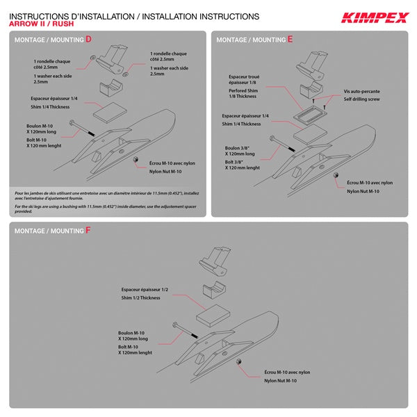 Kimpex Ensemble d'adaptateur de ski Arrow II et Rush