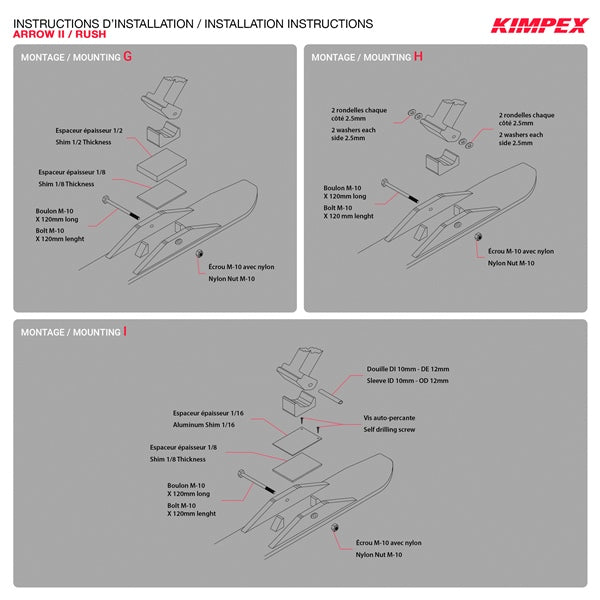Kimpex Ensemble d'adaptateur de ski Arrow II et Rush