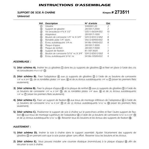 Kimpex Support de scie à chaîne