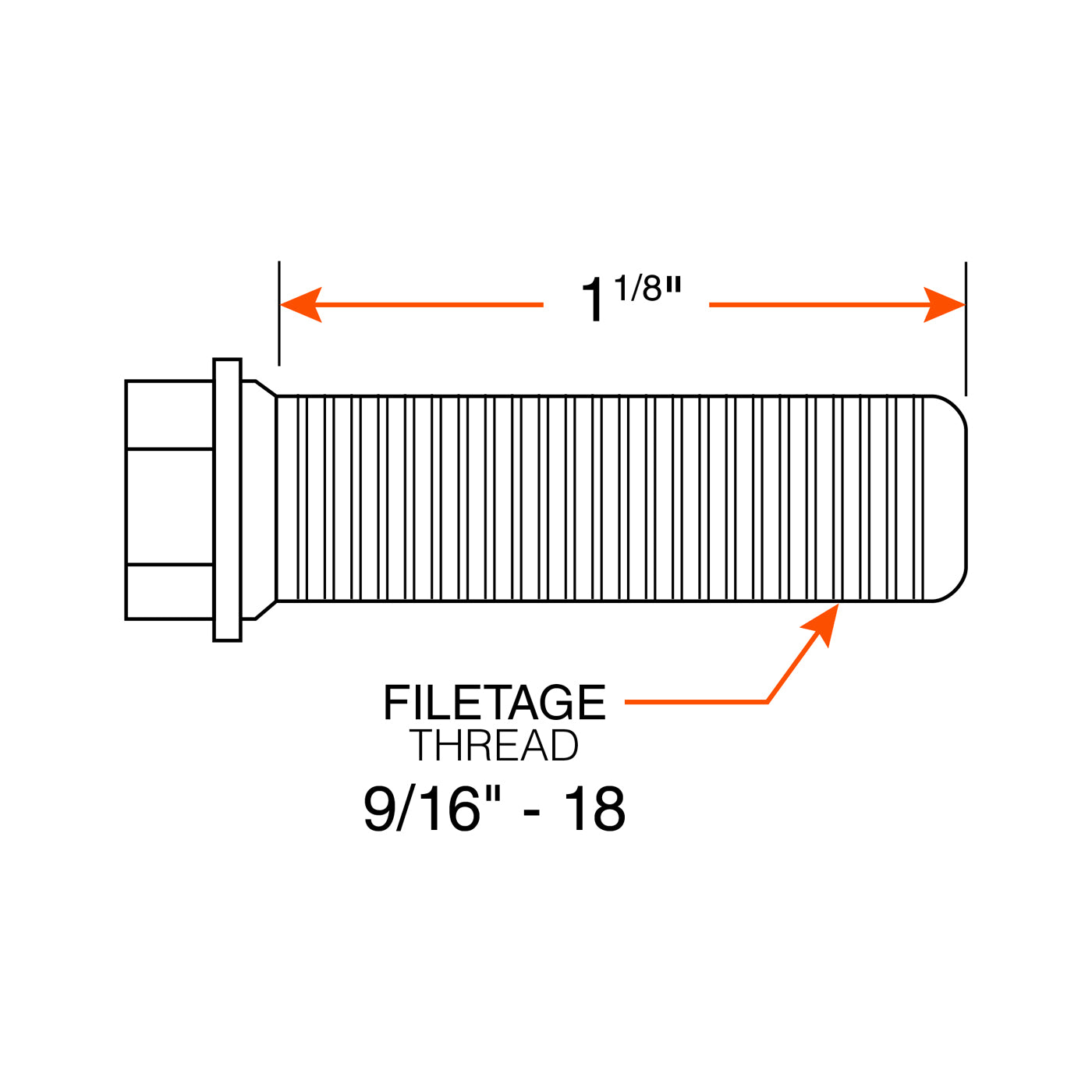Boulon de roue agricole 9/16"-18 x 1 1/8" - RecreaShop