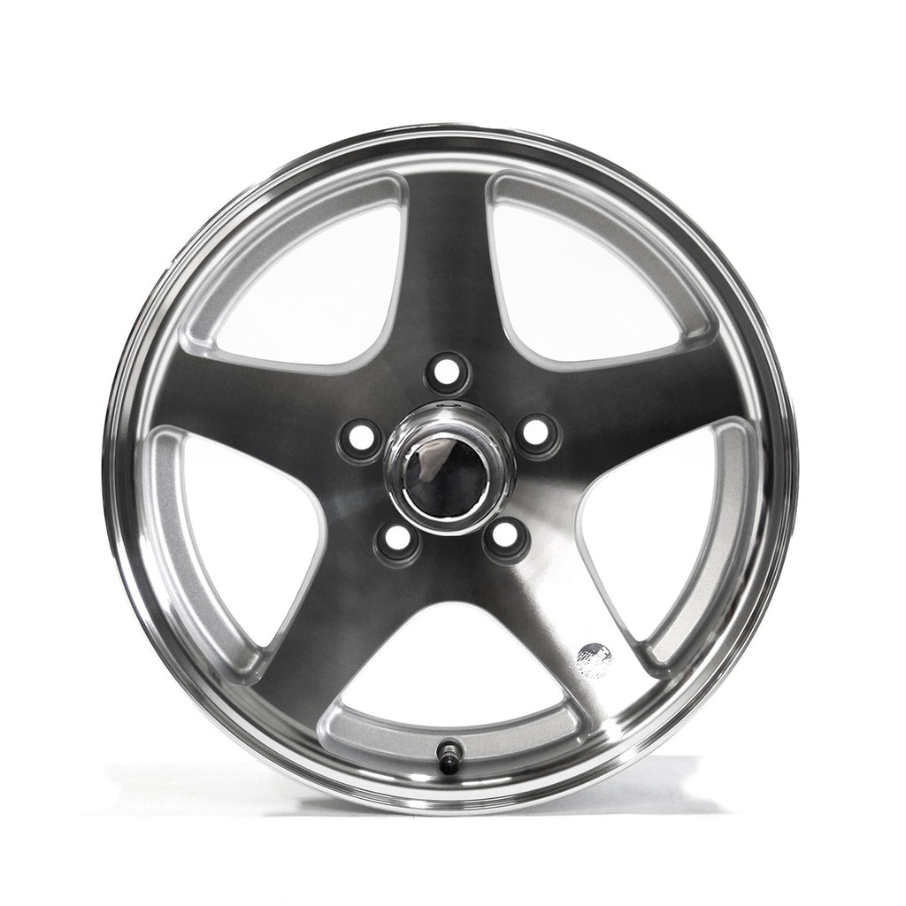 Jante 15" x 5" 5 trous 2150 lbs aluminium Five Star et centre de roue - RecreaShop