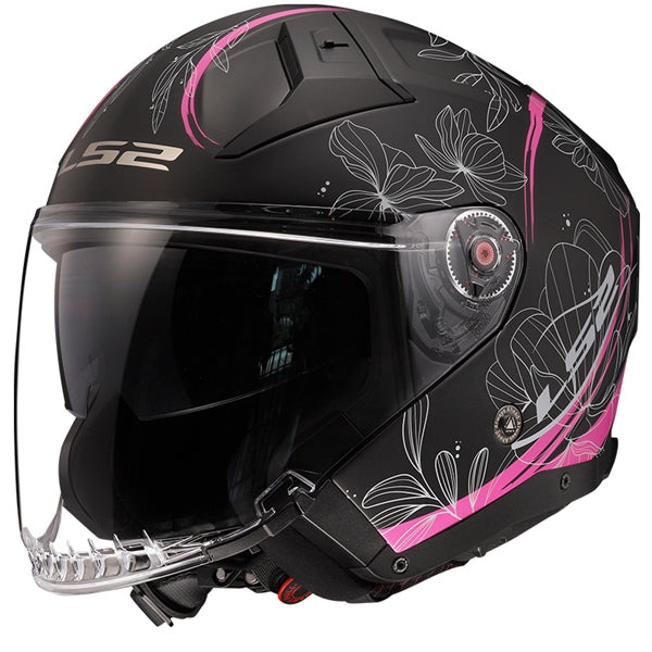 LS2 Casque Ouvert Infinity II Lotus Noir mat, Rose - RecreaShop