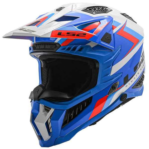 LS2 Casque hors-route X-Force Sprint - Sans lunette Blanc, Bleu, Rouge - RecreaShop