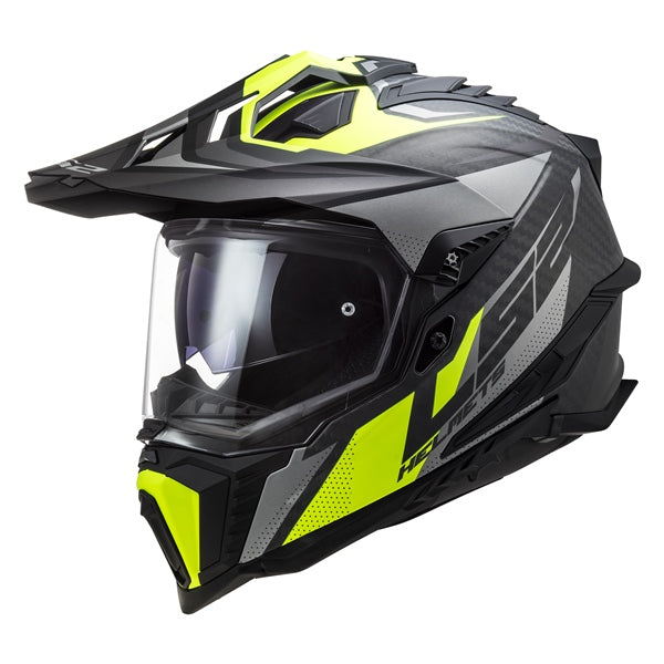 LS2 Casque Hors-Route Explorer Carbone Focus - Sans lunette Titane mat, Jaune haute visibilité brillant - RecreaShop