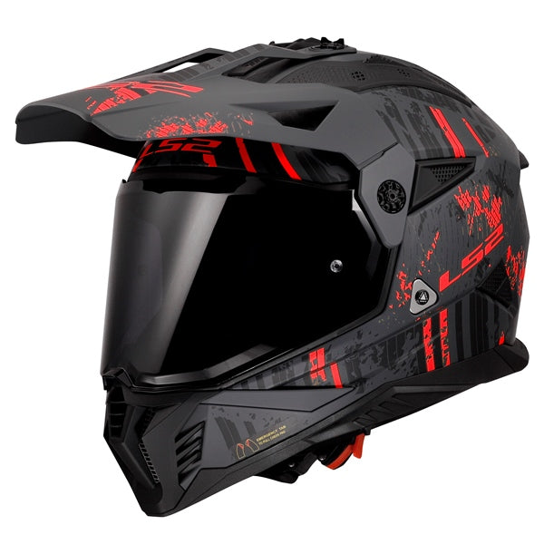 LS2 Casque hors-route Blaze II Crazy - Sans lunette Gris, Rouge - RecreaShop