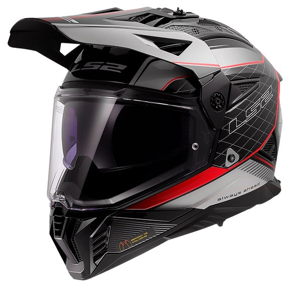 LS2 Casque hors-route Blaze II Meridian - Sans lunette Noir, Gris pâle, Rouge - RecreaShop