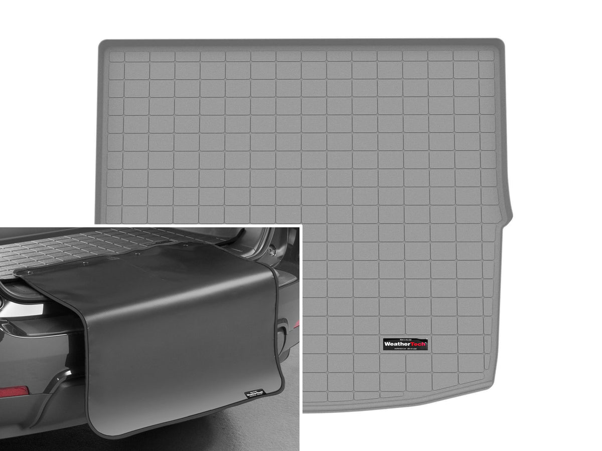 Tapis de coffre Cargo Liner derrière la 2e rangée gris avec protecteur de pare-chocs WeatherTech Jeep Grand Cherokee 2022-2027 / Jeep Grand Cherokee 4xe 2022-2025 (WL, Plastic 2022, Plastic 2023-2027) - Récréashop