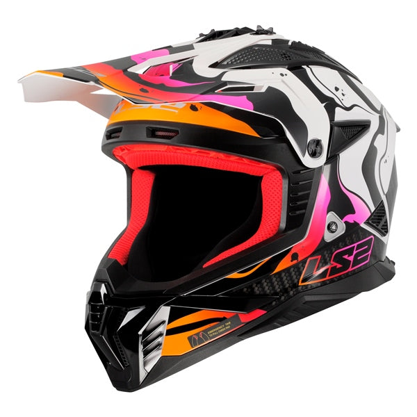 LS2 Casque hors-route Gate II Wash - Sans lunette Blanc brillant, Orange, Mauve - RecreaShop