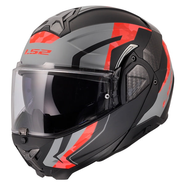 LS2 Casque modulaire Advant II Glide Noir mat, Gris, Rouge - RecreaShop
