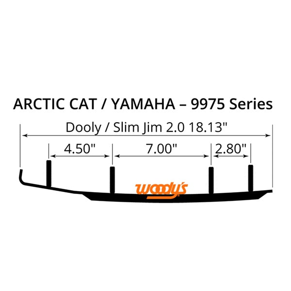 WOODYS Lisse au carbure Dooly ProClimb-7, ProCross-6, G2 ProClimb-7, ProLite-10/8, ProTour-6, Trail 6, Trail 5, Stryke, Crossover 6.5", SR Viper Single Keel, SR Viper Mountain - ARCTIC CAT, YAMAHA